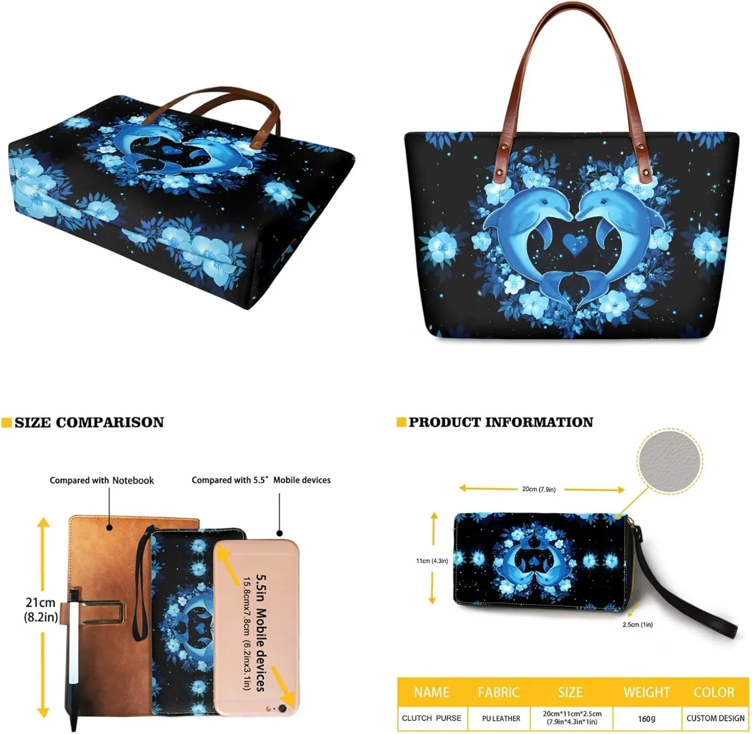 Women Handbag Wallet Combo,Portable Ladies Tote Bag Handbag,Top Handle Satchel Purse for Travel