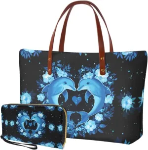 Women Handbag Wallet Combo,Portable Ladies Tote Bag Handbag,Top Handle Satchel Purse for Travel