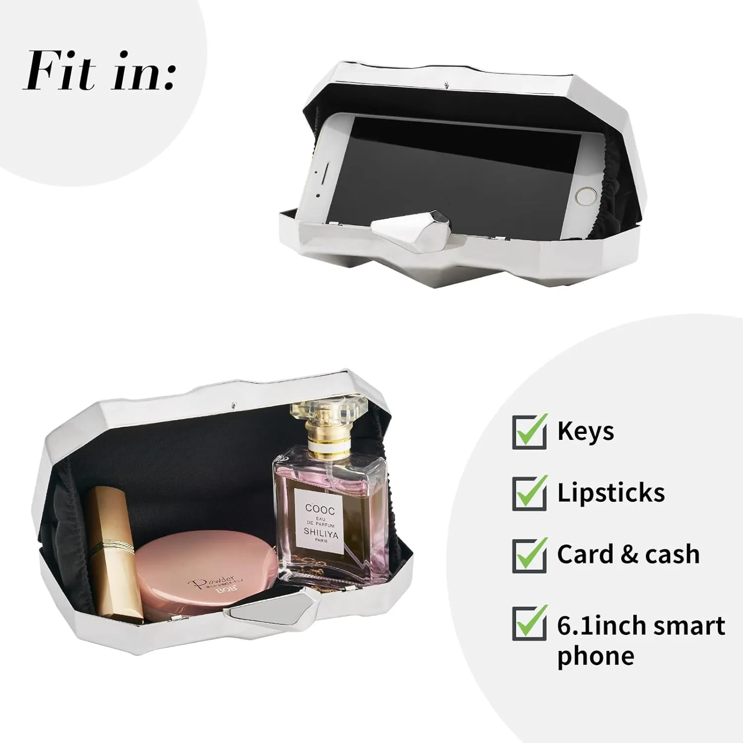 Women Lattice Pattern Metal Evening Clutch Bag,Geometric Evening Clutch Purse Handbag With Chain Strap