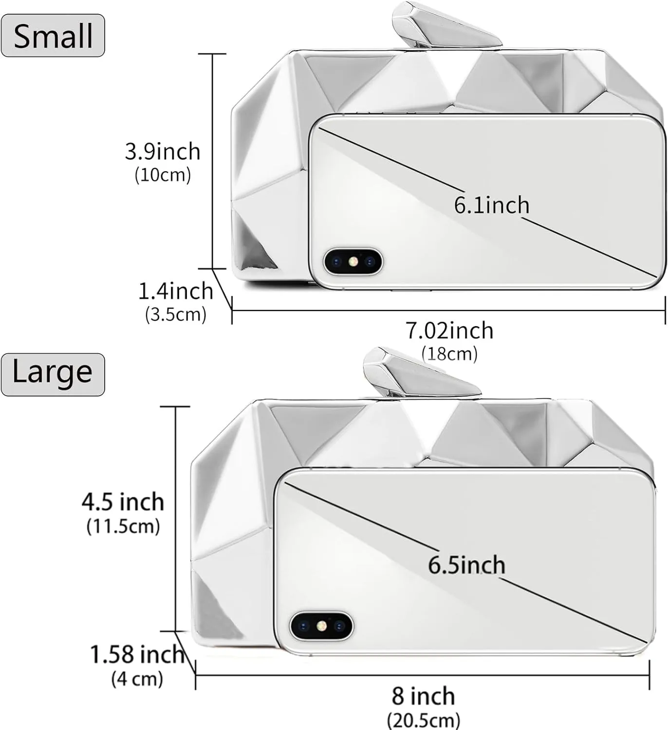 Women Lattice Pattern Metal Evening Clutch Bag,Geometric Evening Clutch Purse Handbag With Chain Strap