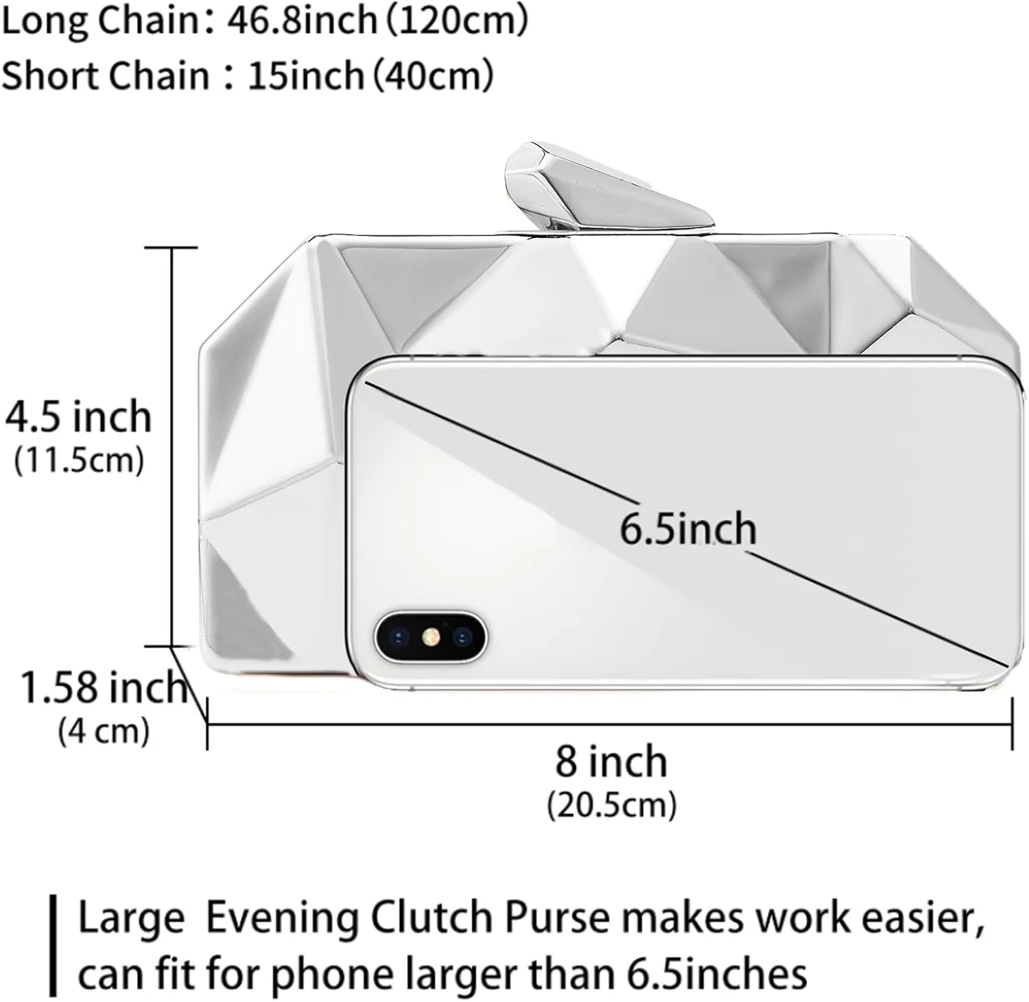 Women Lattice Pattern Metal Evening Clutch Bag,Geometric Evening Clutch Purse Handbag With Chain Strap