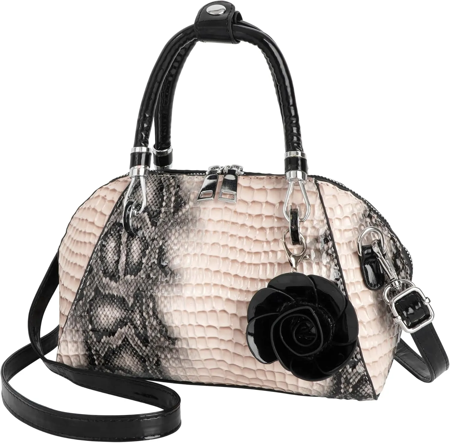 Women Leather Handbag Purse Snakeskin Pattern Shoulder Handbag PU Leather Crossbody Bag Top-Handle Satchel