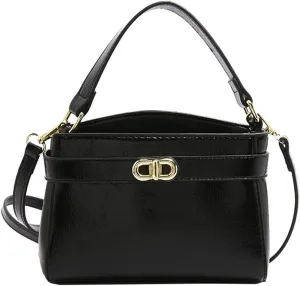 Women PU Leather Shoulder Bag Small Crossbody Handbag Retro Square Satchel Top Handle Purse
