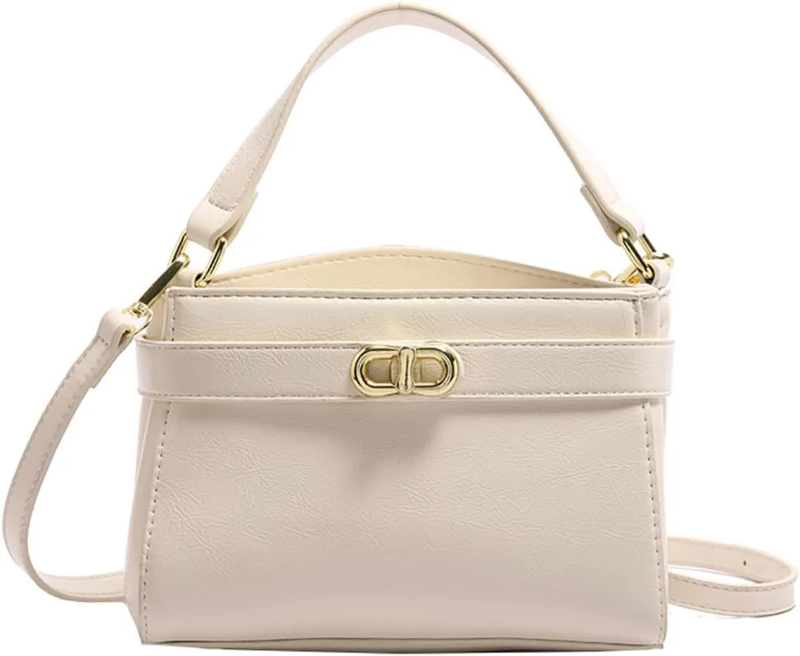 Women PU Leather Shoulder Bag Small Crossbody Handbag Retro Square Satchel Top Handle Purse