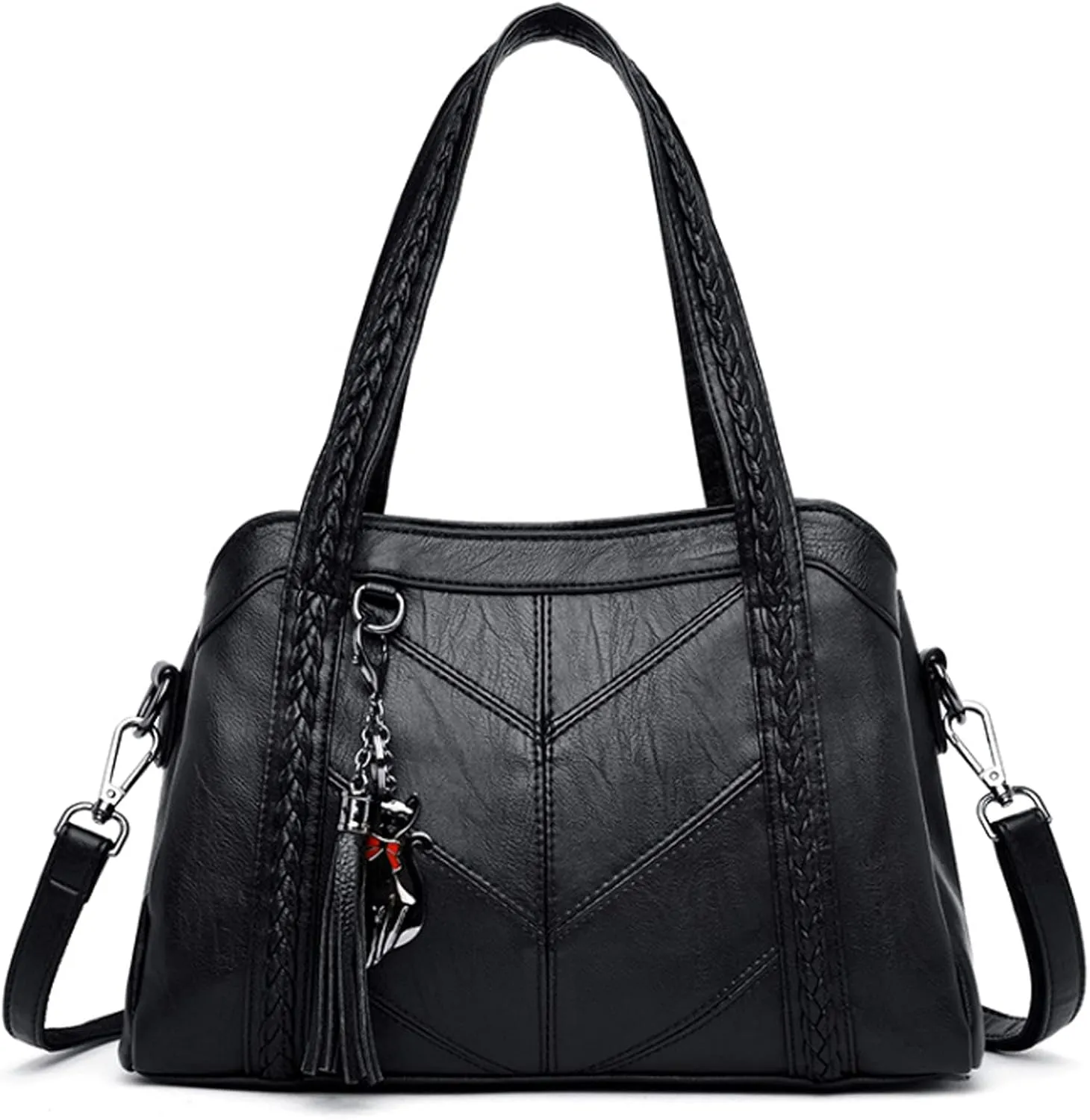 Women Purse and Handbags Fashion Tote PU Stiching Top Handle Satchel Shoulder Bag