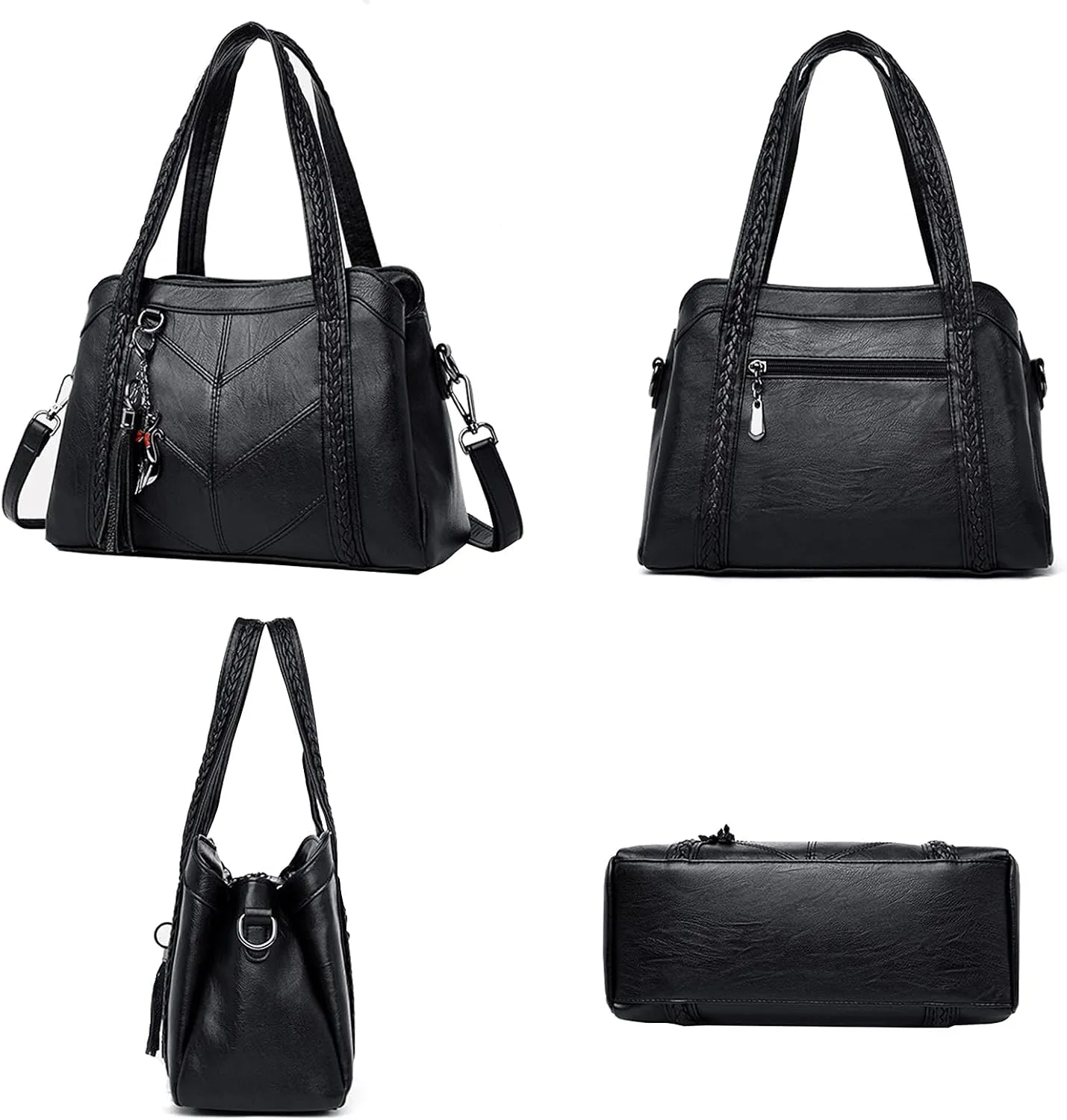 Women Purse and Handbags Fashion Tote PU Stiching Top Handle Satchel Shoulder Bag
