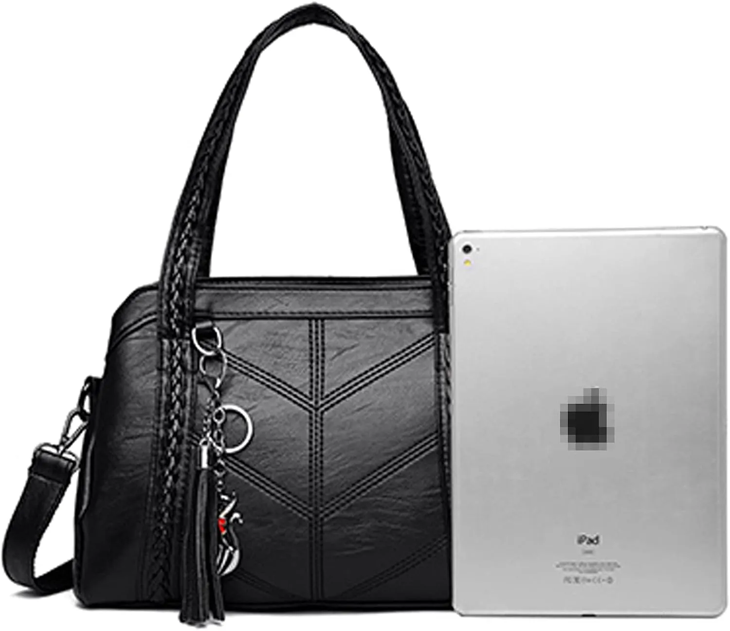 Women Purse and Handbags Fashion Tote PU Stiching Top Handle Satchel Shoulder Bag