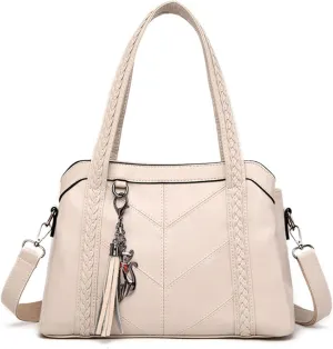 Women Purse and Handbags Fashion Tote PU Stiching Top Handle Satchel Shoulder Bag