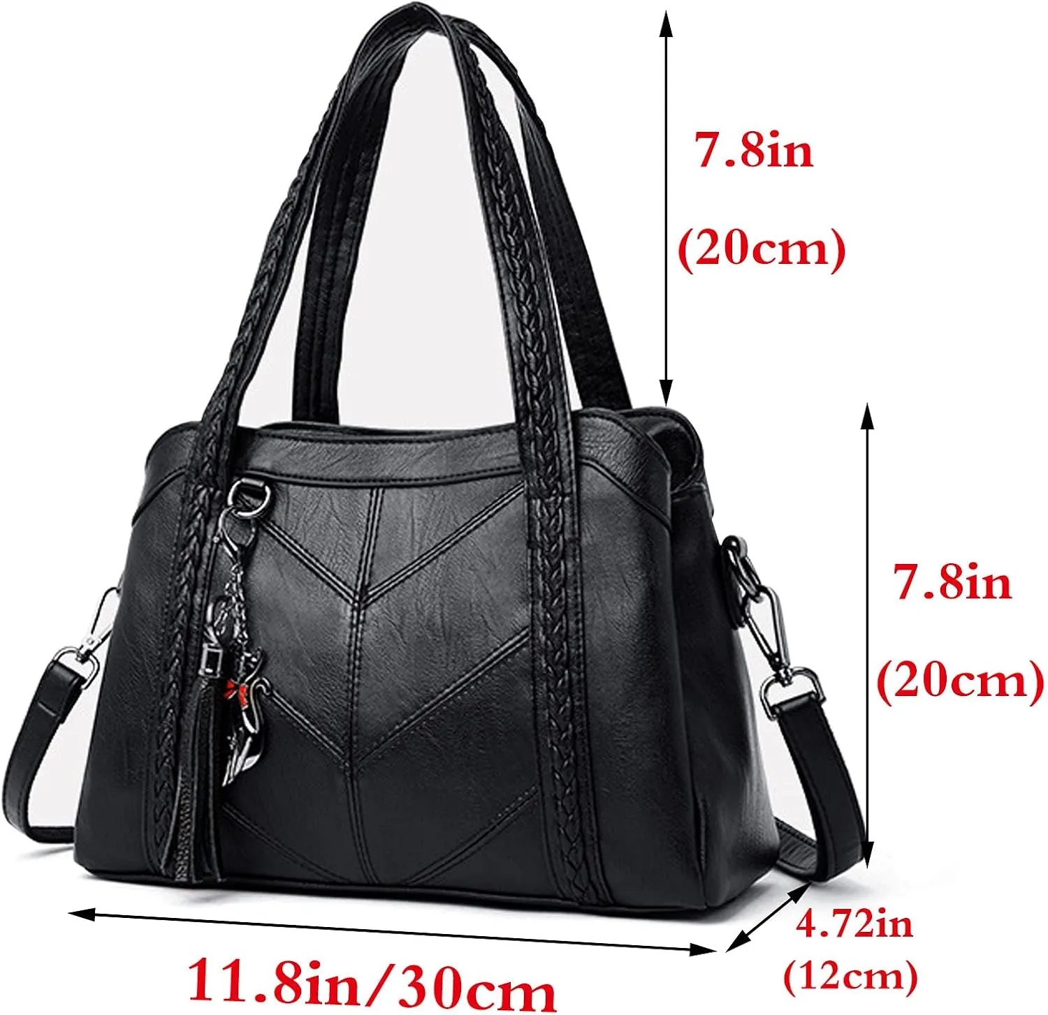 Women Purse and Handbags Fashion Tote PU Stiching Top Handle Satchel Shoulder Bag