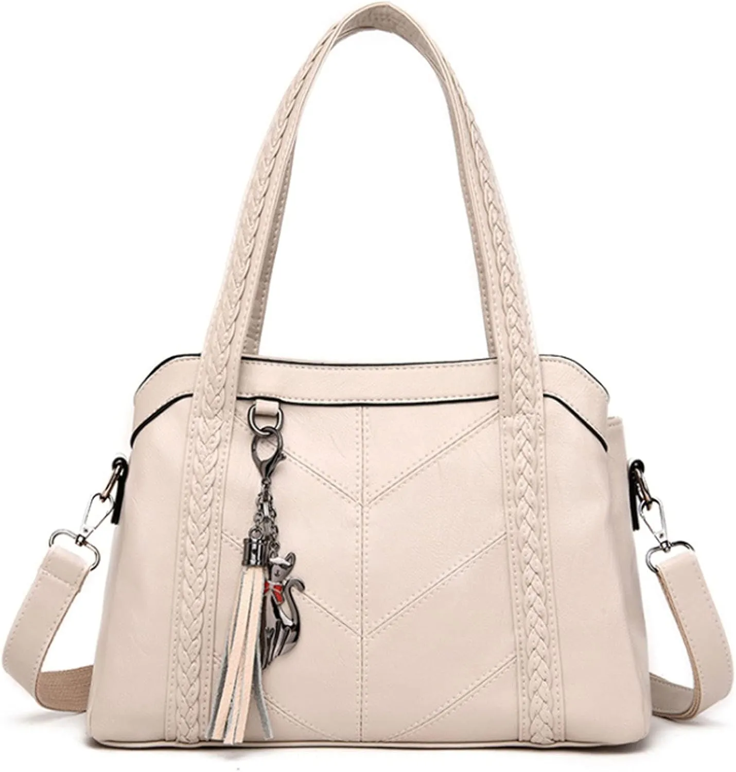 Women Purse and Handbags Fashion Tote PU Stiching Top Handle Satchel Shoulder Bag