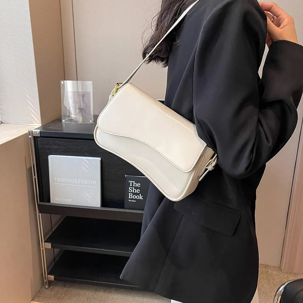 Women Satchel Tote Bag PU Leather Top Handle Bag Buckle Flap Shoulder Bag Trendy Armpit Hobo Bag Shopper Bag