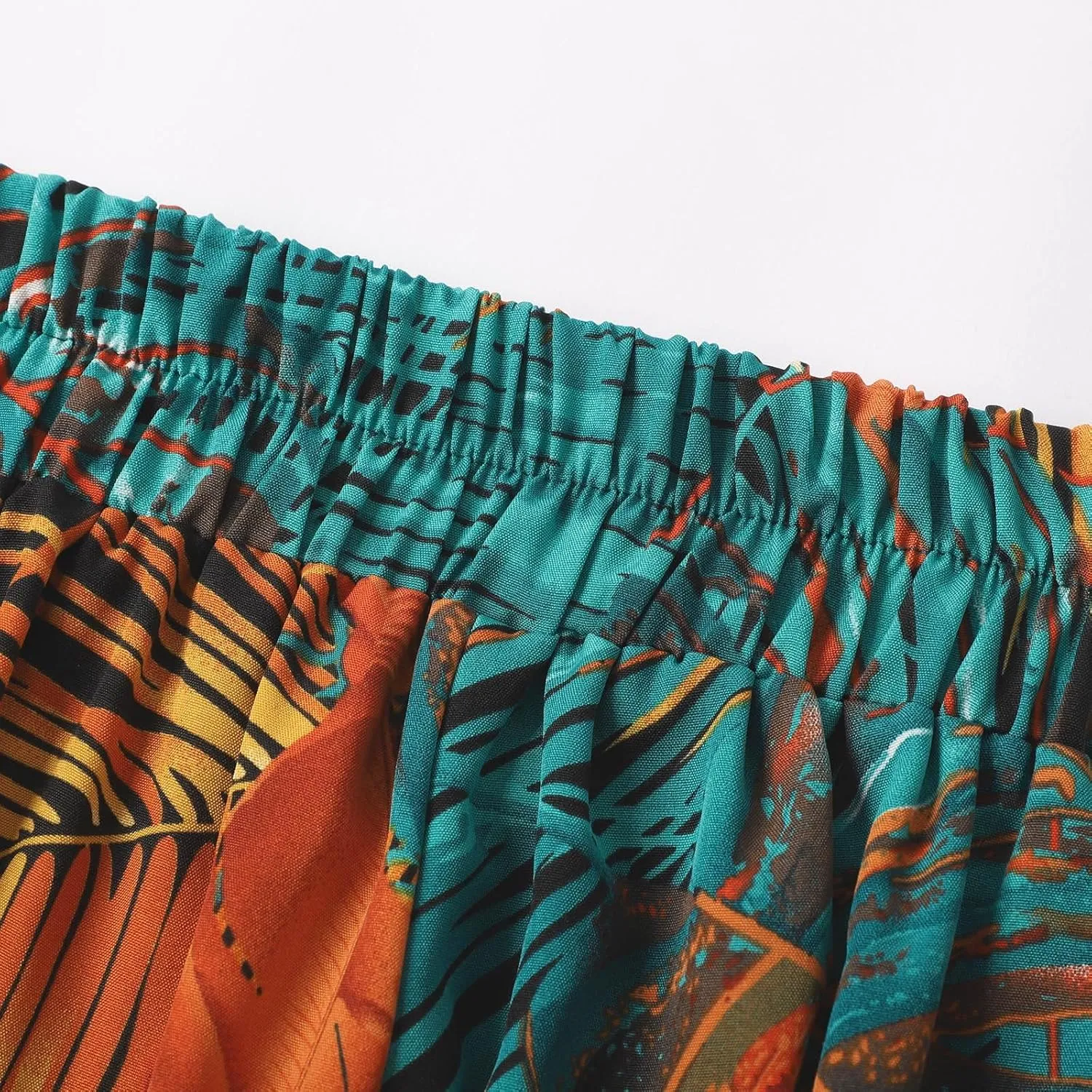 Women Summer Boho Palazzo Pants High Waist Wide Leg Floral Casual Cotton Lounge Trousers with Pockets