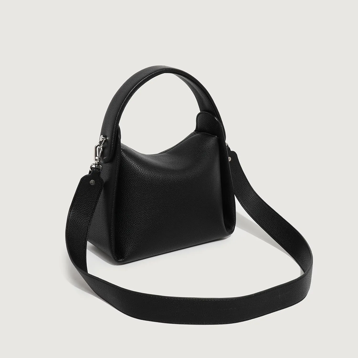 Women Top Handle Handbag Medium Leather Dumpling Bag Designer Crossbody Purse with Detachable Strap