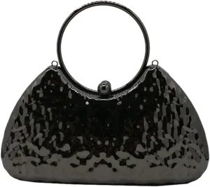 Women Top Handle Metal Evening Bag Ladies Trendy Metallic Handbag Chain Shoulder Crossbody Bag for Prom Party