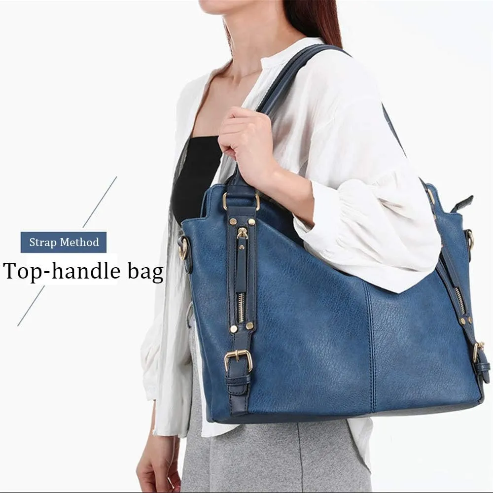 Women Top Handle Satchel Leather Handbag And Purse Shoulder Bag Big Tote