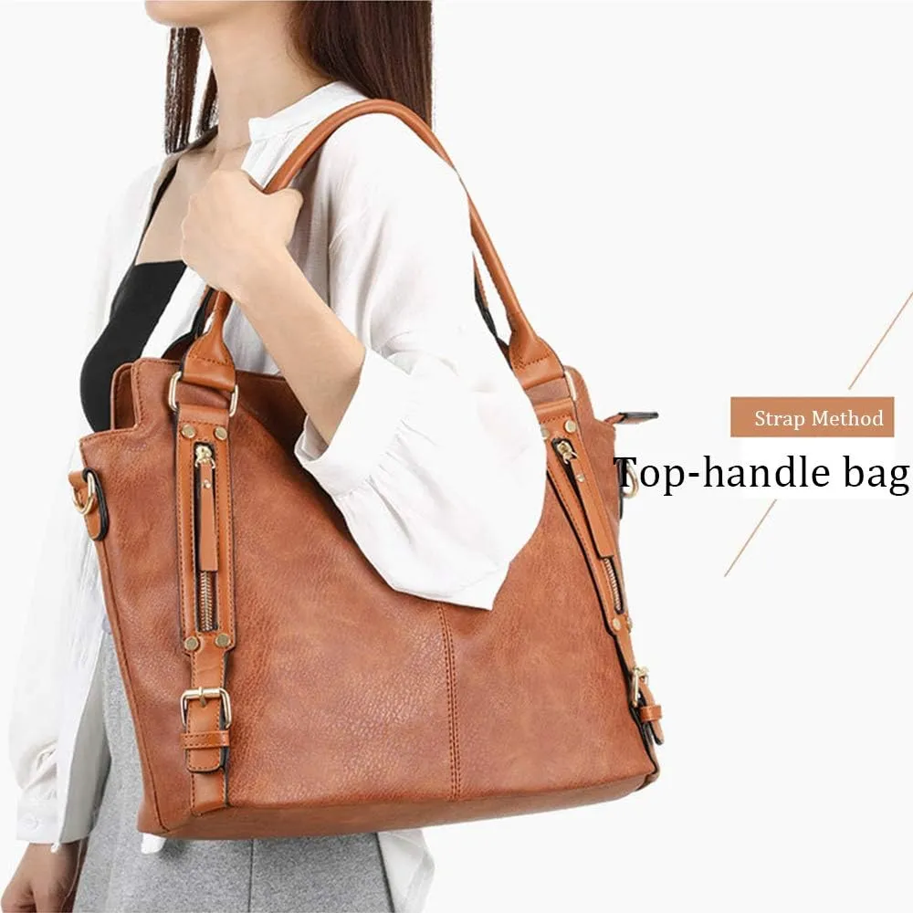 Women Top Handle Satchel Leather Handbag And Purse Shoulder Bag Big Tote