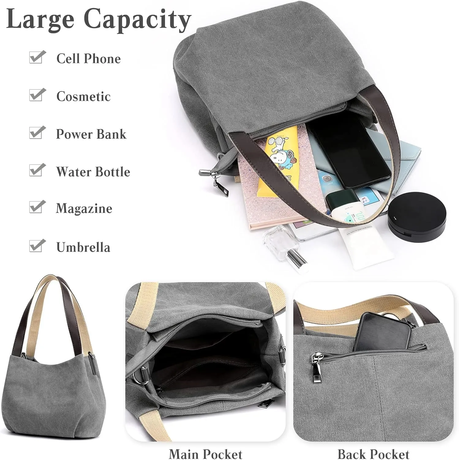 Women Underarm Bag Canvas Handbag Ladies Top Handle Bag Casual Clutch Tote Bag