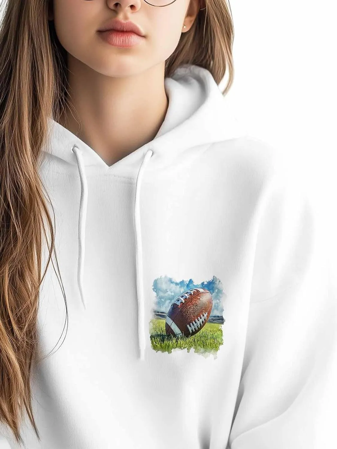 Womens Athletic Hoodies, Rugby Sports Grassland Fast Color Cotton Comfortable Hoodie, Printing Sweatshirt for Girl