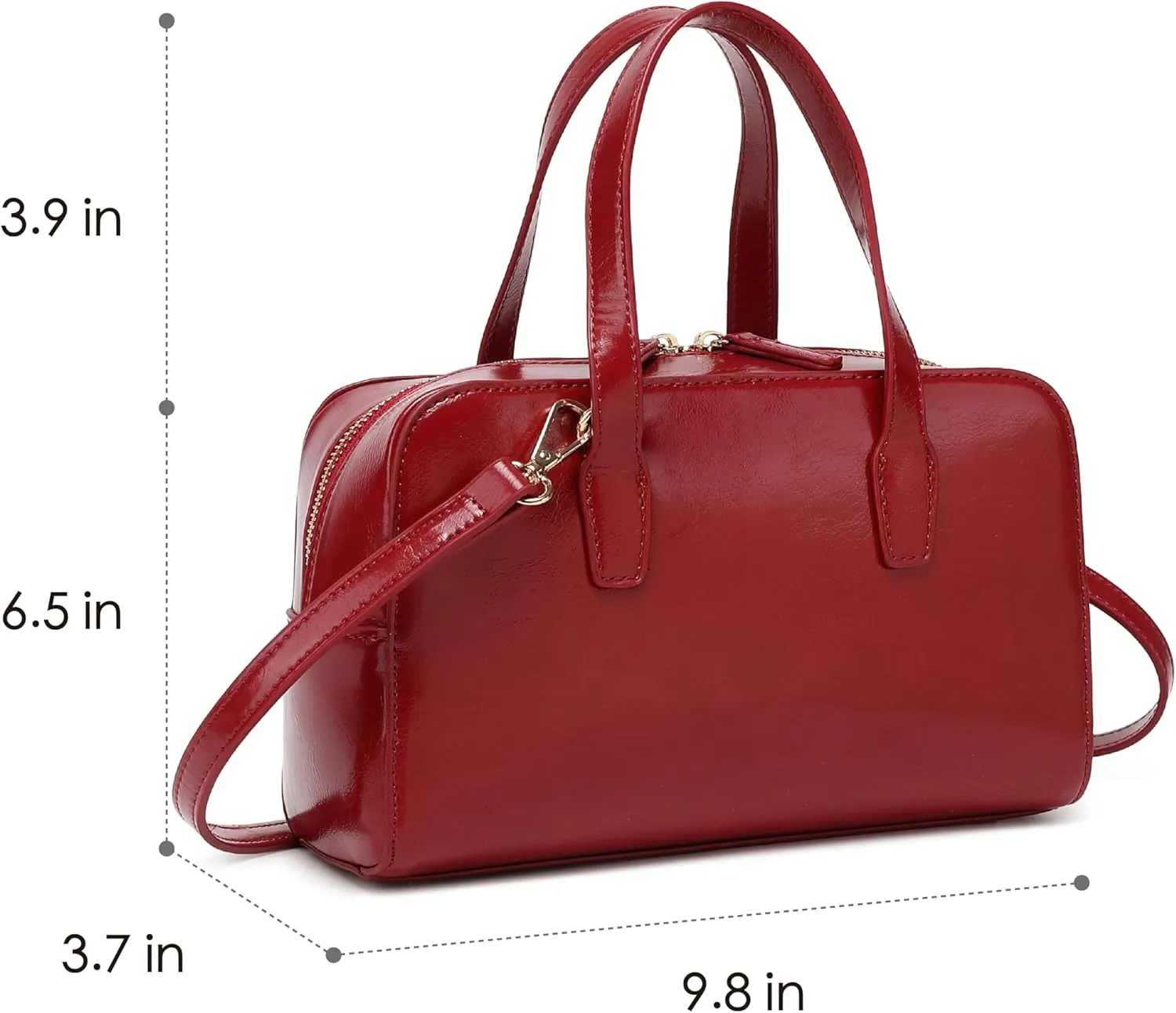 Women's Boston Bowler Top Handle Satchel Bag with Detachable Crossbody Strap