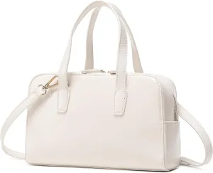 Women's Boston Bowler Top Handle Satchel Bag with Detachable Crossbody Strap