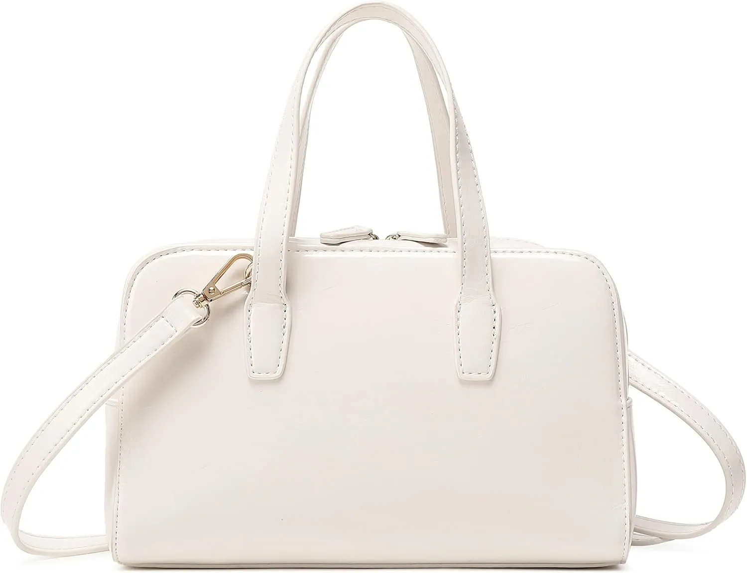 Women's Boston Bowler Top Handle Satchel Bag with Detachable Crossbody Strap