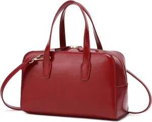 Women's Boston Bowler Top Handle Satchel Bag with Detachable Crossbody Strap