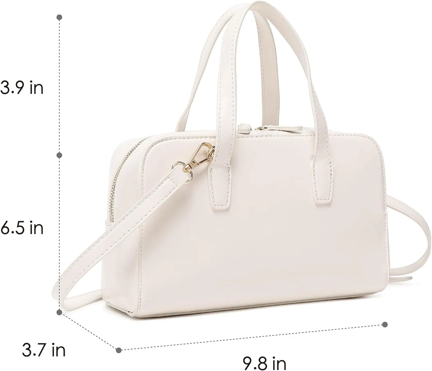 Women's Boston Bowler Top Handle Satchel Bag with Detachable Crossbody Strap