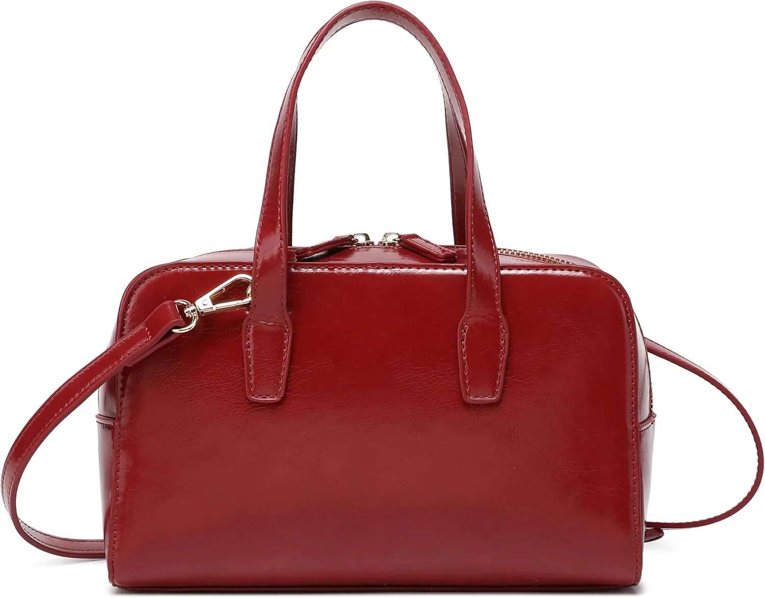 Women's Boston Bowler Top Handle Satchel Bag with Detachable Crossbody Strap