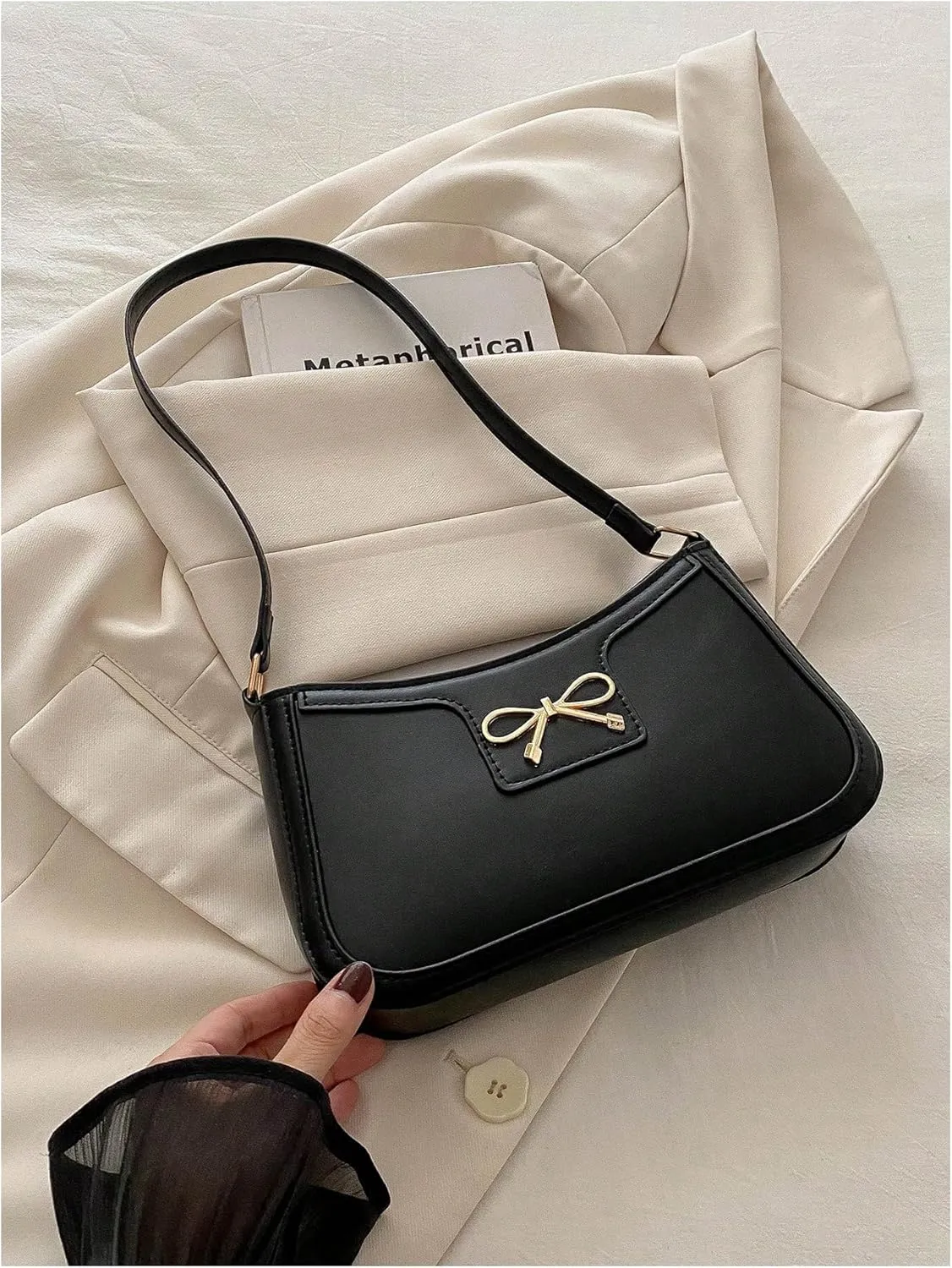 Women's Bow Knot Shoulder Bag Lightweight Top Handle Handbag Elegant Cross Body Bags