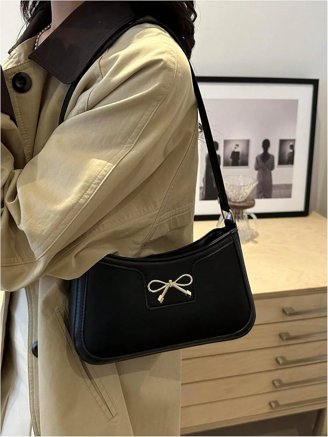Women's Bow Knot Shoulder Bag Lightweight Top Handle Handbag Elegant Cross Body Bags