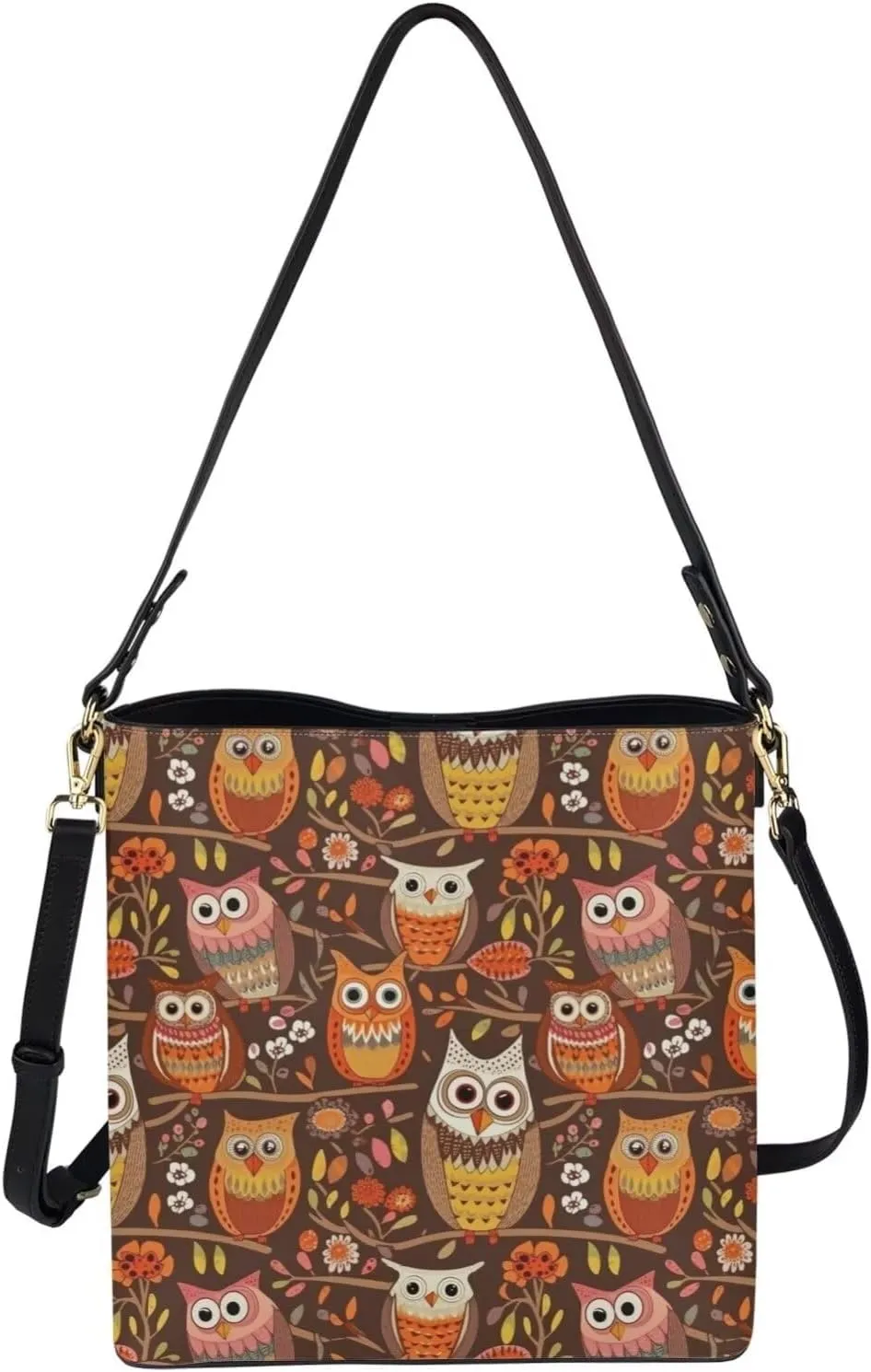Women's Bucket Bag Boho Top Handle Shoulder Bag, Gothic Bucket Bag Vegan Leather Shoulder Purses for Women