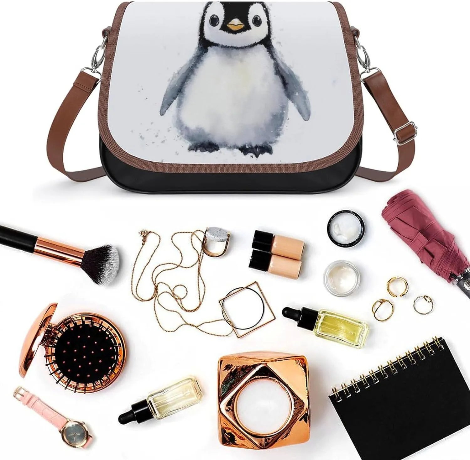 Womens Casual Crossbody Bag, Small PU Leather Shoulder Bag Travel Messenger Bags