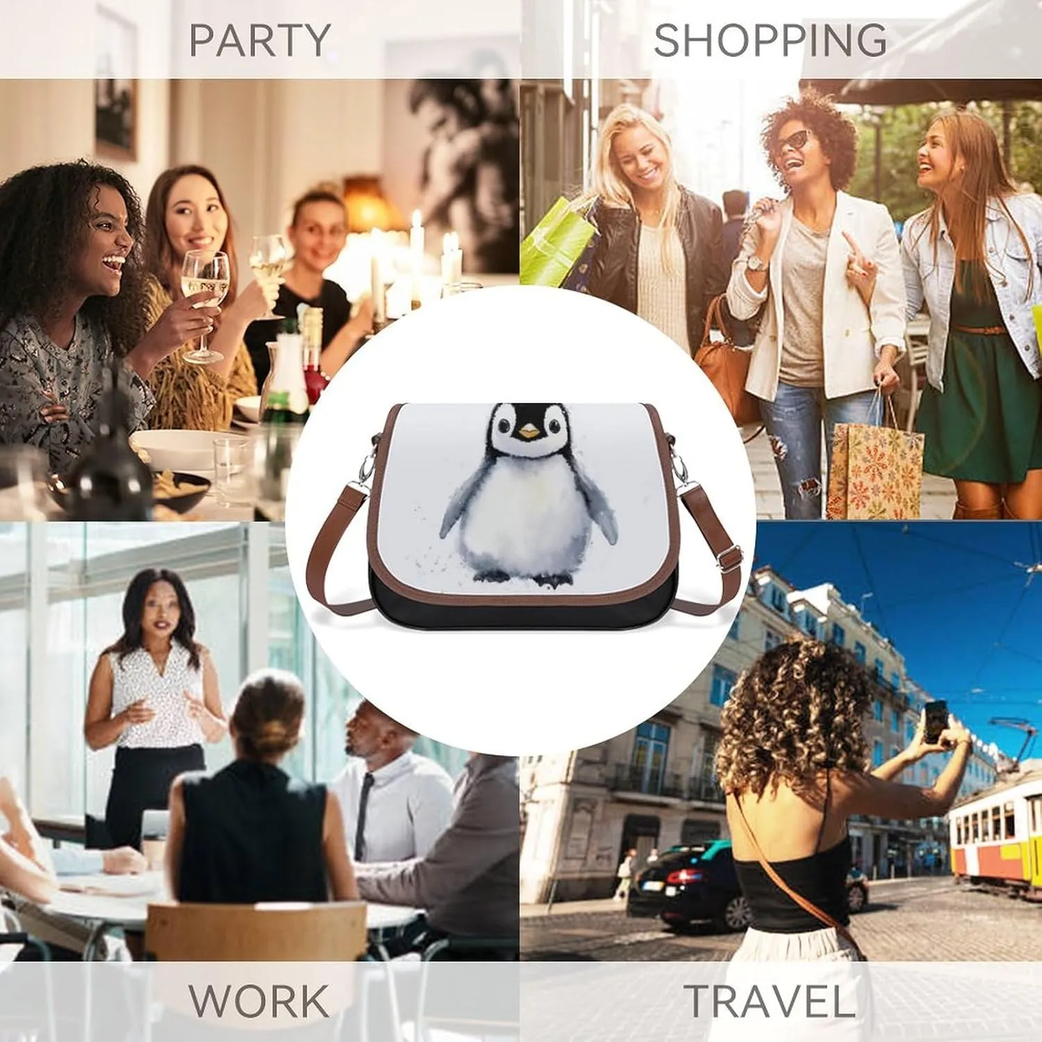 Womens Casual Crossbody Bag, Small PU Leather Shoulder Bag Travel Messenger Bags