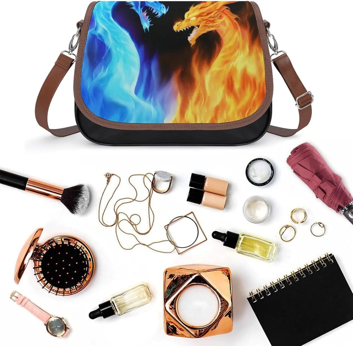 Womens Casual Crossbody Bag, Small PU Leather Shoulder Bag Travel Messenger Bags