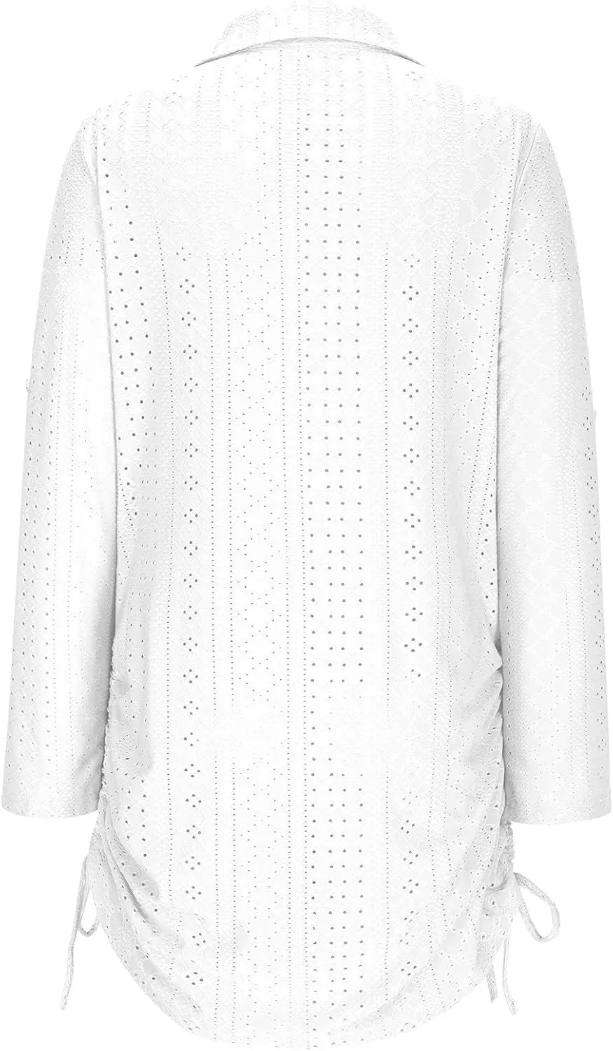 Women's Casual Mini Skirts Knit Hollow Out Long Sleeve Lapel Dress Side Stretch Bandage Short Dresses Outdoor Daily
