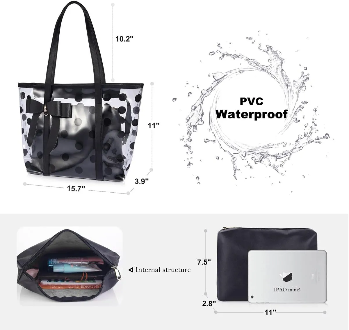 Women's Clear Tote Bags Multi-Use Shoulder bag Handbag Beach bag Shopping Bag
