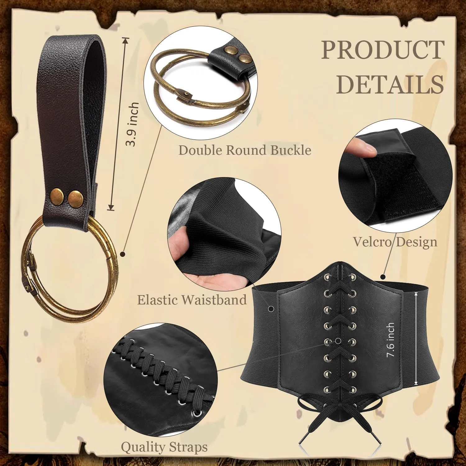 Womens Corset Belt Belt Pouch Waist Bag Fanny Pack Phone Holder Medieval Renaissance Costume Accessories