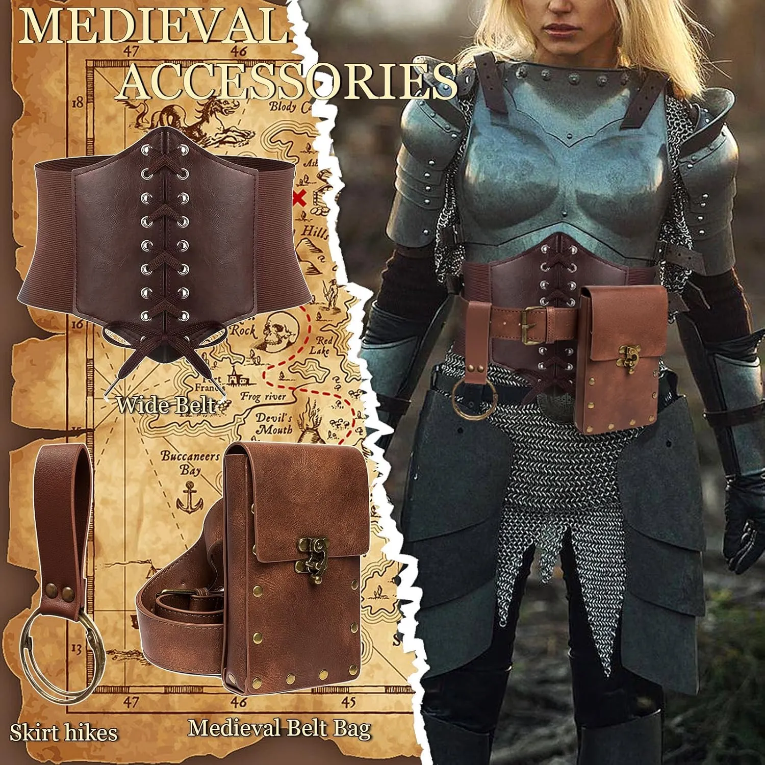 Womens Corset Belt Belt Pouch Waist Bag Fanny Pack Phone Holder Medieval Renaissance Costume Accessories
