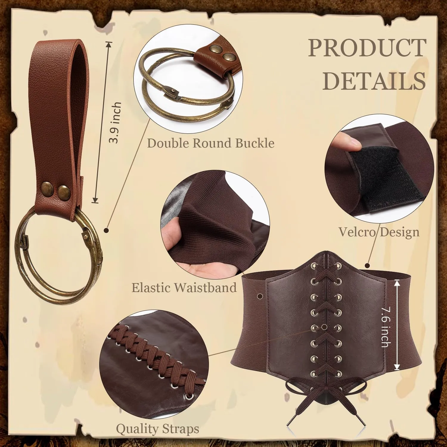 Womens Corset Belt Belt Pouch Waist Bag Fanny Pack Phone Holder Medieval Renaissance Costume Accessories