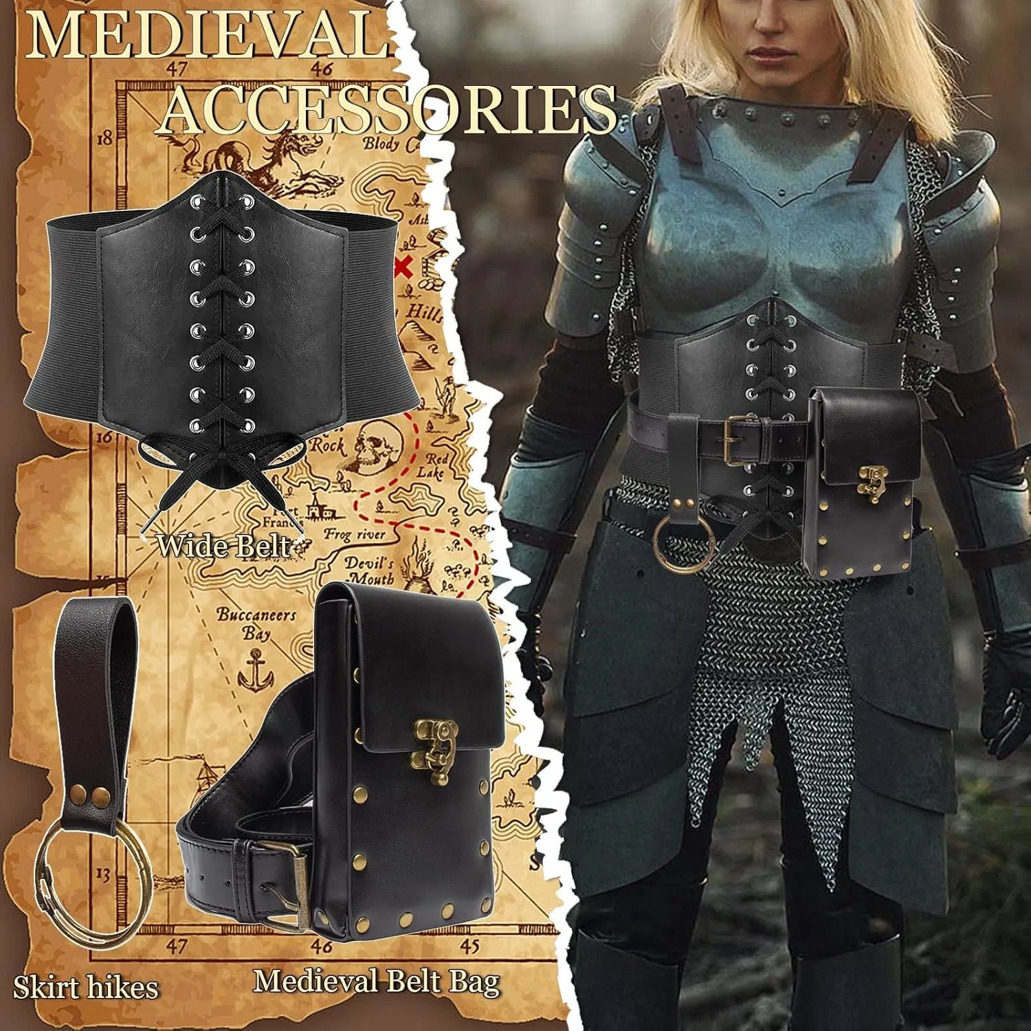 Womens Corset Belt Belt Pouch Waist Bag Fanny Pack Phone Holder Medieval Renaissance Costume Accessories