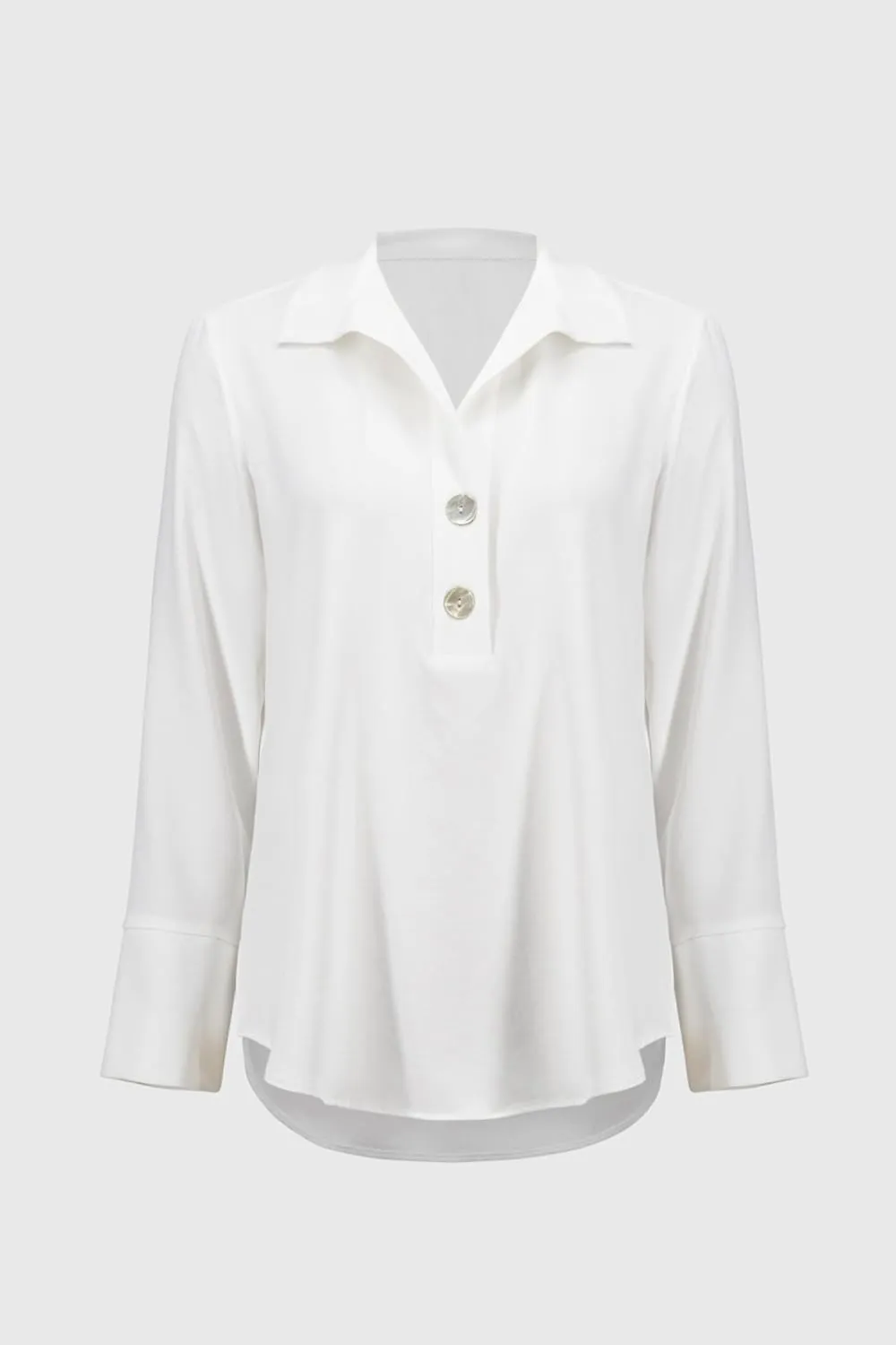 Women's Eggshell Straight Top with Button Detail