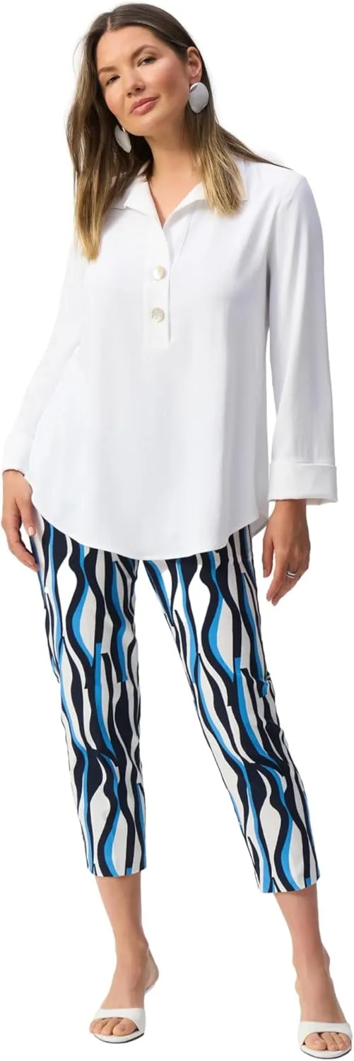 Women's Eggshell Straight Top with Button Detail