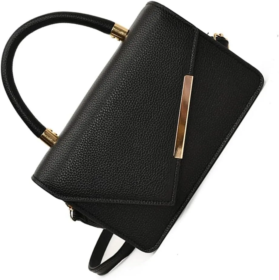 Women's Elegant PU Leather Shoulder Bag Small Crossbody Handbag with Adjustable Strap and Top Handle Flap Covers Purse