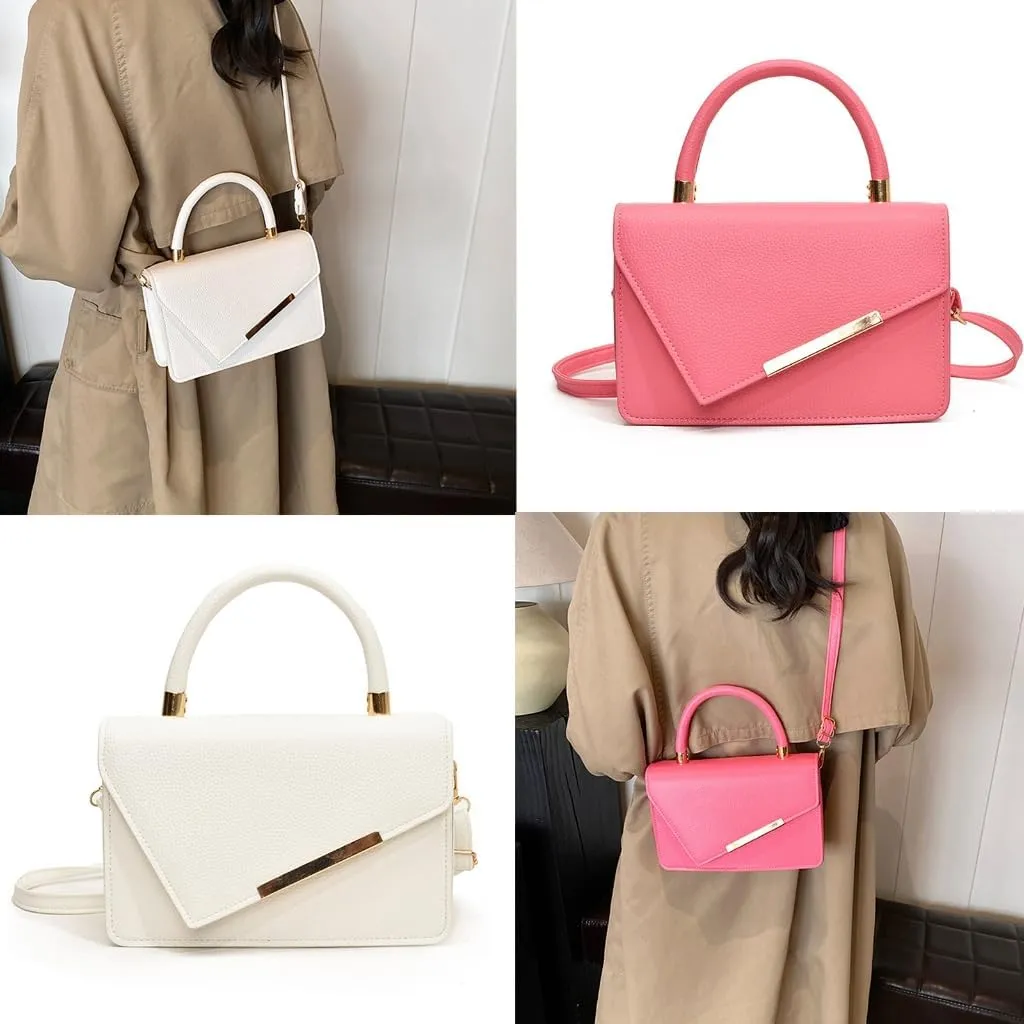 Women's Elegant PU Leather Shoulder Bag Small Crossbody Handbag with Adjustable Strap and Top Handle Flap Covers Purse