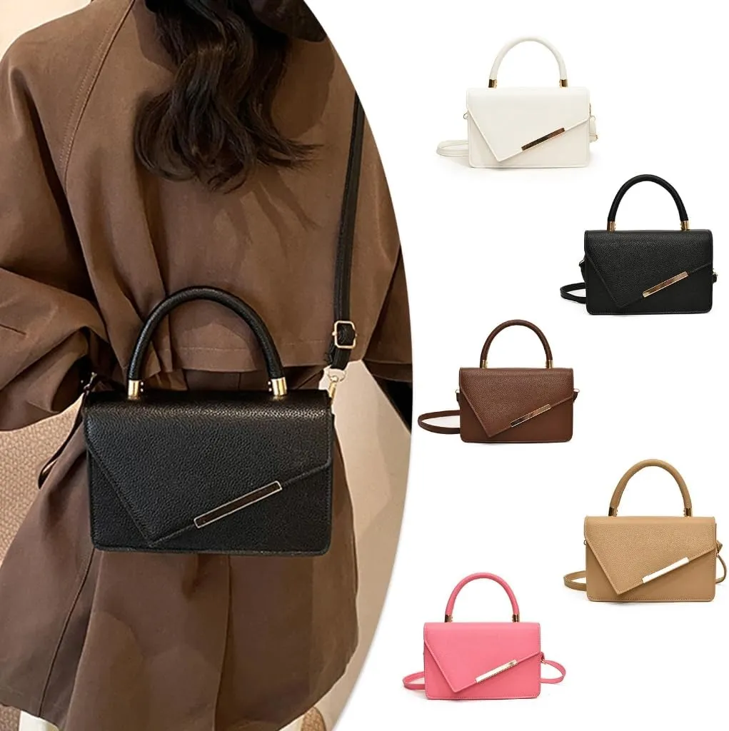 Women's Elegant PU Leather Shoulder Bag Small Crossbody Handbag with Adjustable Strap and Top Handle Flap Covers Purse