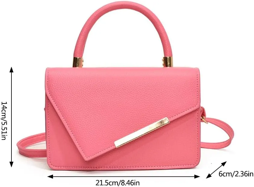 Women's Elegant PU Leather Shoulder Bag Small Crossbody Handbag with Adjustable Strap and Top Handle Flap Covers Purse