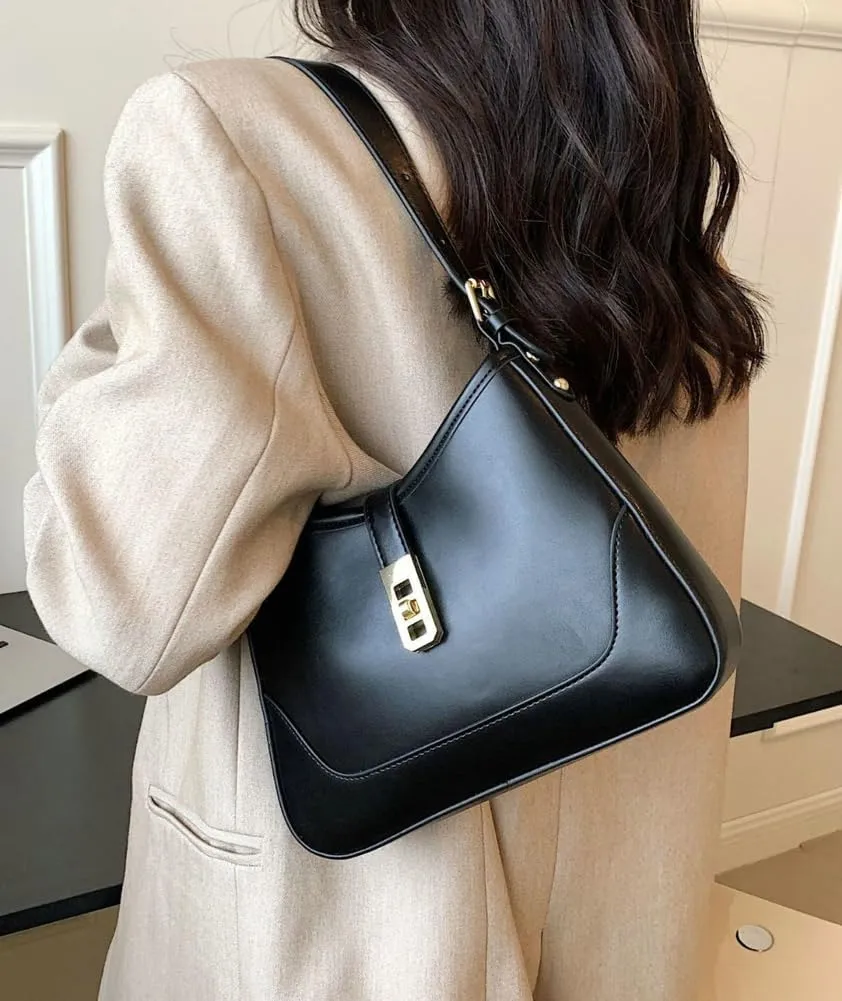 Womens Elegant Shoulder Tote Bag Handbag Saddle Crossbody Bag Underarm Purse PU Leather Top Handle Satchel