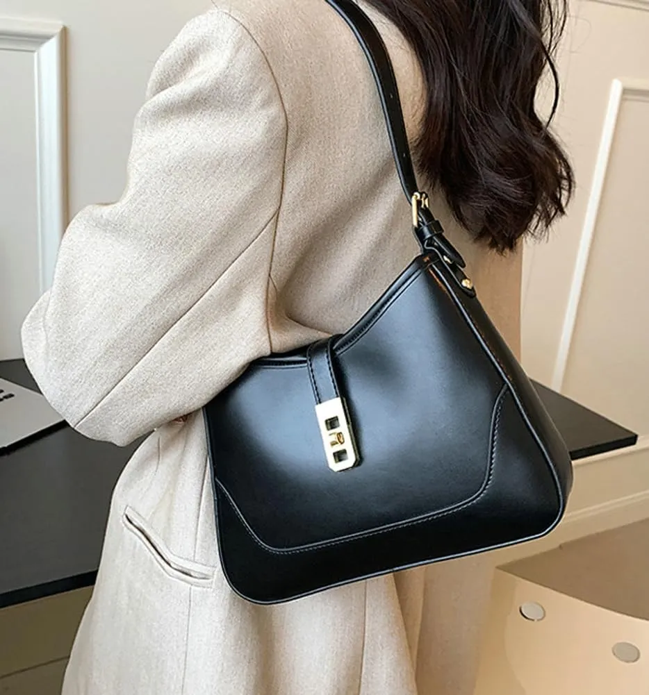 Womens Elegant Shoulder Tote Bag Handbag Saddle Crossbody Bag Underarm Purse PU Leather Top Handle Satchel
