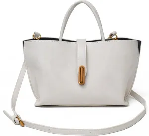 Women's Elegant Solid Color Handbag,PU Leather Top Handle Textured Buckle Shoulder Bag Hobo Bags for Women