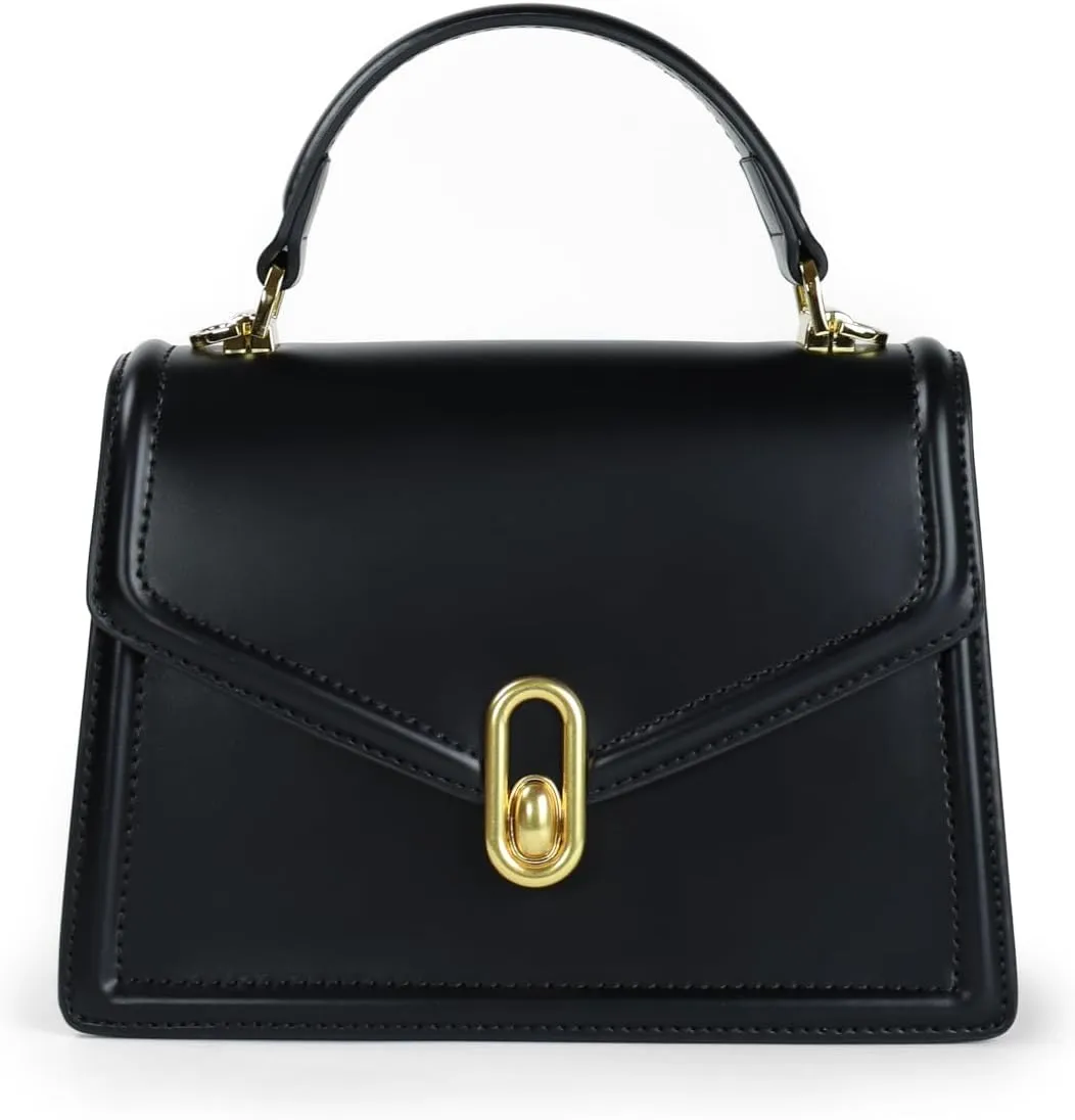 Women’s Evening Handbags - Leather Top-Handle Fashion Purses in Red, Black, and White